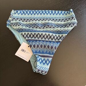 Beach Riot Blue Multi Striped High-Cut Bikini Bottom